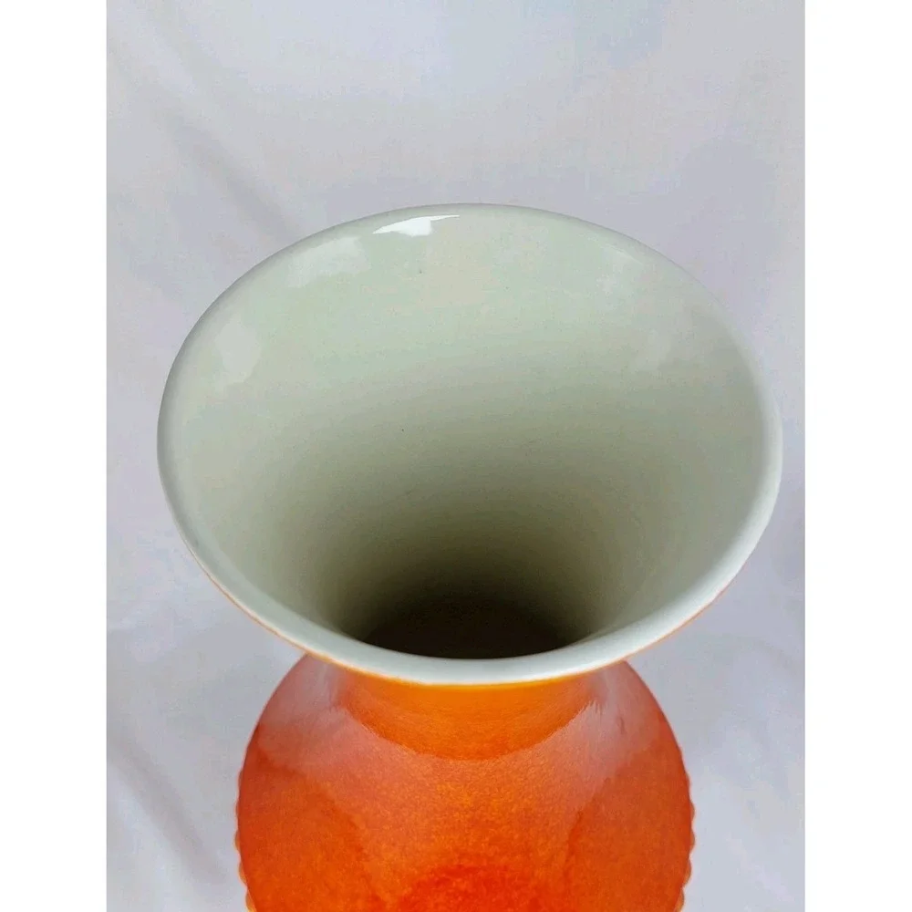 Royal Haeger‎ Mid Century Vase Orange Ombre Etruscan Ceramic Artichoke 13